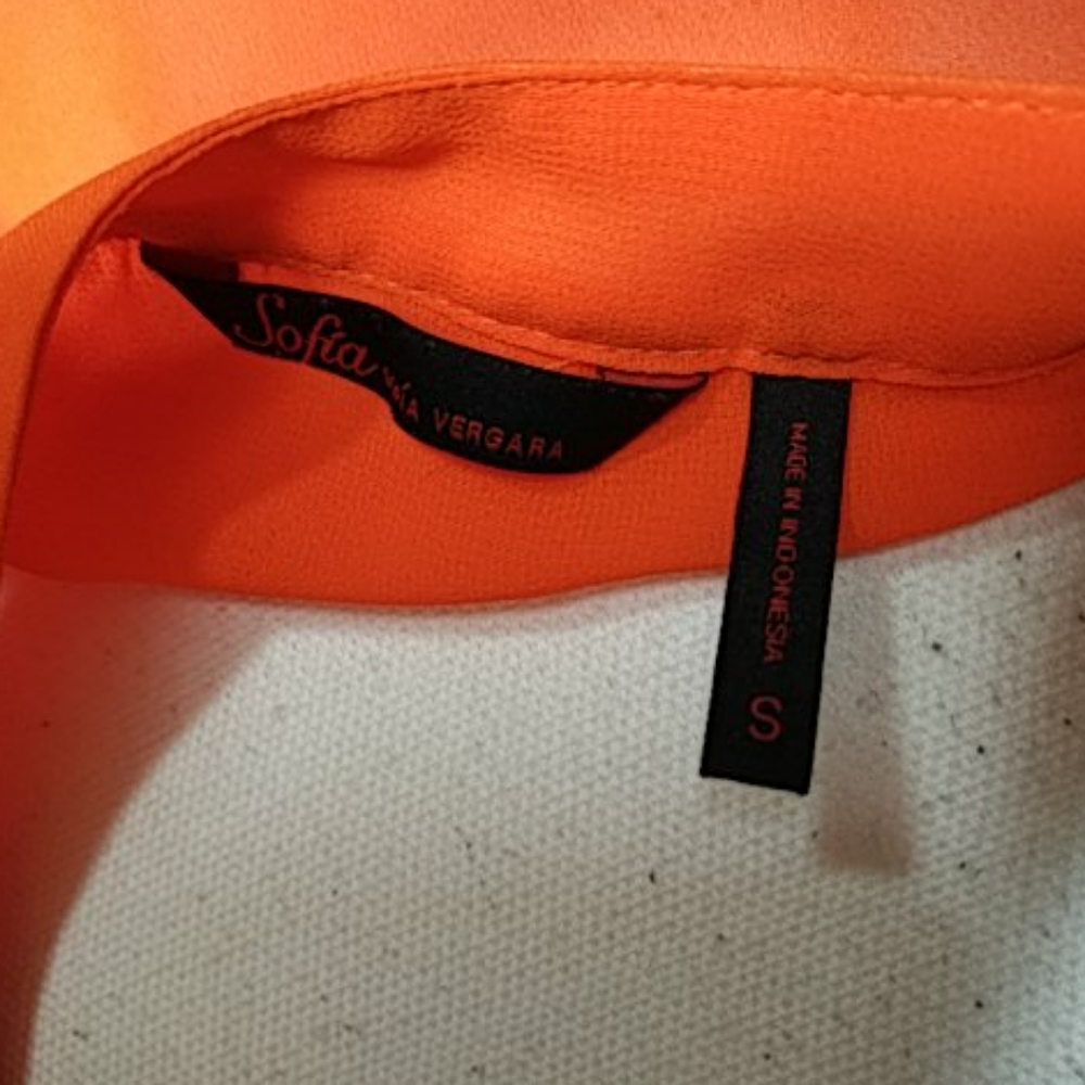 Sofia Vergaro Orange Sheer Top Sz. S - Picture 5 of 5